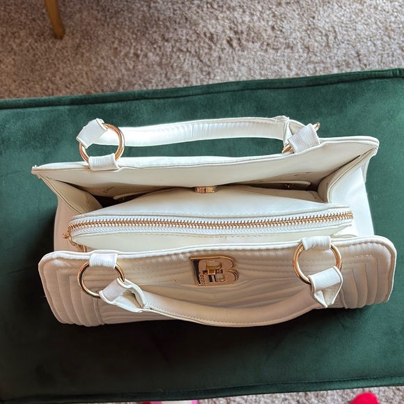 Bebe White Quilted Chevron Satchel - Picture 5 of 11
